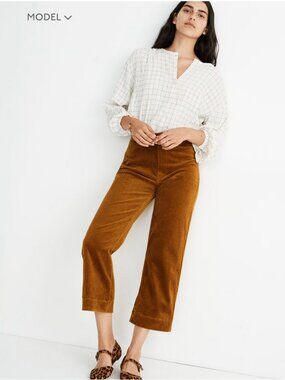 MadewellSlim Emmett Wide-Leg Crop Corduroy Pants:  Antique Gold